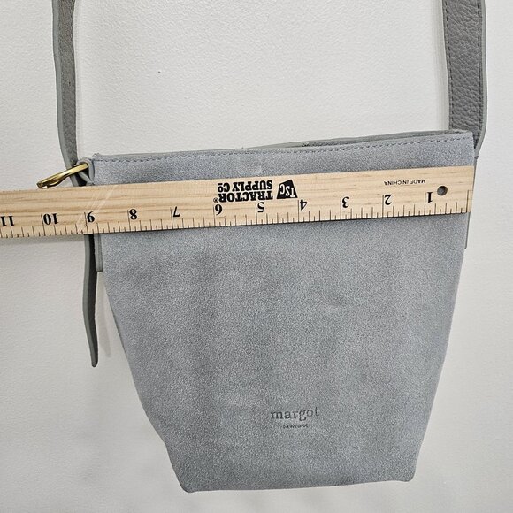 Margot New York Kaye Mini Bucket Suede Green Leather Crossbody Adjustable Strap - Picture 11 of 15